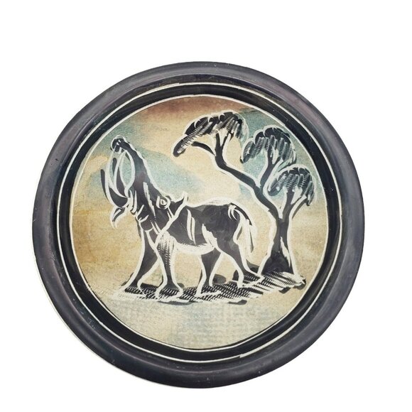 African Elephant Soapstone Carved Bowl Kisii Handmade Trinket Dish‎ 4" Tribal - Picture 1 of 8